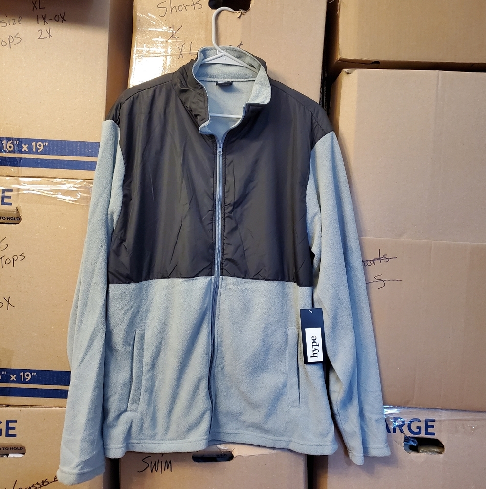 Mens Hype Insulated Fleece sweatshirt with pockets gray black